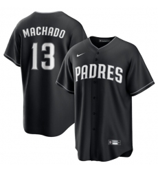Men's San Diego Padres #13 Manny Machado Black Lights Out Limited Stitched Baseball Jersey