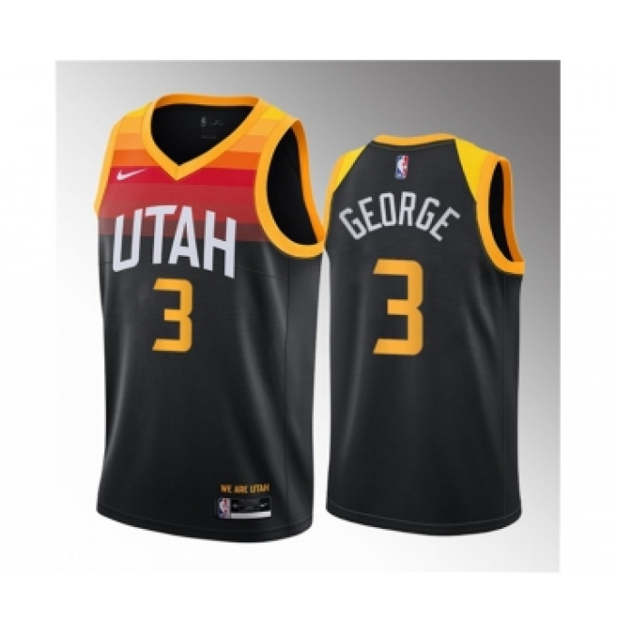 Men's Utah Jazz #3 Keyonte George Black 2023 Draft City Edition Stitched Basketball Jersey