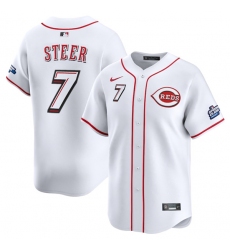 Men's Cincinnati Reds #7 Spencer Steer White 2025 Speedway Classic Home Limited Stitched Baseball Jersey