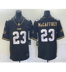 Men's Nike San Francisco 49ers #23 Christian McCaffrey Black Gold Vapor Untouchable Limited Stitched Jersey