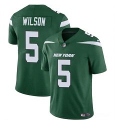 Men's New York Jets #5 Garrett Wilson Green Vapor Untouchable Limited Football Stitched Jersey Men's New York Jets #5 Garrett Wilson Green Vapor Untouchable Limited Football Stitched Jersey