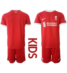 Kids Liverpool Blank 2023-24 Red Home Soccer Jersey