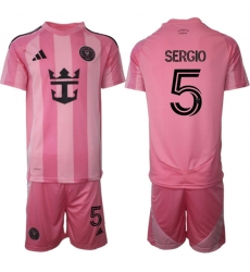 Men's Inter Miami CF #5 Sergio 25-26 Pink Home Soccer Jersey Suit