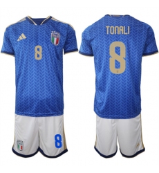 Men's Italy #8 TONALI National Team FIFA x World Cup 2026 Home Blue On Field Jerseys