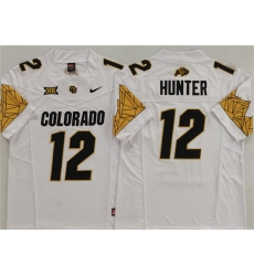 Men's Colorado Buffaloes #12 Travis Hunter White With XII 2025 F.U.S.E. Stitched Football Jersey