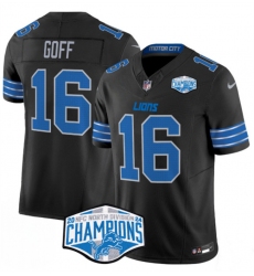 Men's Detroit Lions #16 Jared Goff Black 2024 NFC North Champions F.U.S.E. Vapor Limited Stitched Jersey Men's Detroit Lions #16 Jared Goff Black 2024 NFC North Champions F.U.S.E. Vapor Limited Stitched Jersey