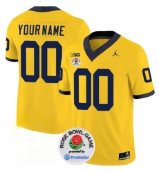 Men's Michigan Wolverines ACTIVE PLAYER Custom 2023 F.U.S.E. Yellow Rose Bowl Stitched Jersey