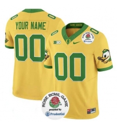 Men's Oregon Ducks Active Player Custom Gold 2024 F.U.S.E. Rose Bowl Vapor Limited Stitched Football Jersey