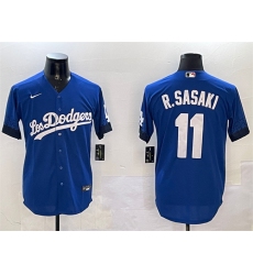 Men's Los Angeles Dodgers #11 Roki Sasaki Royal City Connect Cool Base Stitched Baseball Jersey