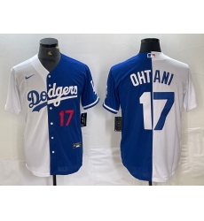 Mens Los Angeles Dodgers #17 Shohei Ohtani Number White Blue Two Tone Stitched Baseball Jersey