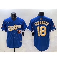 Men's Los Angeles Dodgers #18 Yoshinobu Yamamoto Royal 2025 Gold Collection Limited Stitched Baseball Jersey
