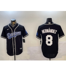 Men's Los Angeles Dodgers #8 Enrique Hernández Black Cool Base Stitched Baseball Jersey