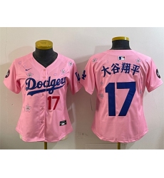 Women's Los Angeles Dodgers #17 大谷翔平 Pink 2025 Tokyo Series Limited Stitched Baseball Jersey(Run Small)