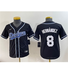 Youth Los Angeles Dodgers #8 Enrique Hernández Black Stitched Baseball Jersey