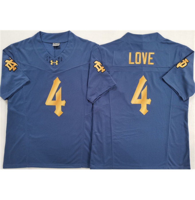 Men's Notre Dame Fighting Irish #4 Jeremiyah Love Navy Blue 2025 F.U.S.E. Limited Stitched Jersey