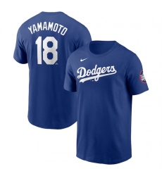 Men's Los Angeles Dodgers #18 Yoshinobu Yamamoto Royal 2025 Tokyo Series Name & Number T-Shirt