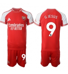 Men's Arsenal F.C #9 Gabriel Jesus Red 2025 Home Soccer Jersey Suit