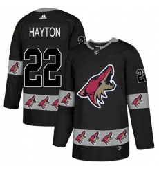 Men's Adidas Arizona Coyotes #22 Barrett Hayton Authentic Black Team Logo Fashion NHL Jersey