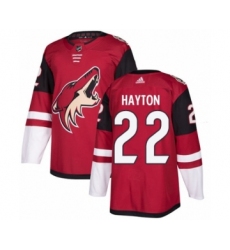 Men's Adidas Arizona Coyotes #22 Barrett Hayton Premier Burgundy Red Home NHL Jersey