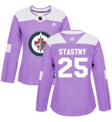 Women's Adidas Winnipeg Jets #25 Paul Stastny Authentic Purple Fights Cancer Practice NHL Jersey