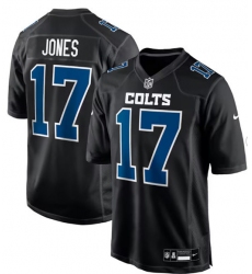 Men's Indianapolis Colts #17 Daniel Jones Black Stitched Game Jersey