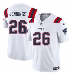 Men's New England Patriots #26 Terrell Jennings White 2025 F.U.S.E. Vapor Limited Stitched Jersey