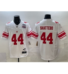 Men's New York Giants #44 Cam Skattebo White 2025 Draft F.U.S.E. 100th Season & State Vapor Limited Stitched Football Jersey