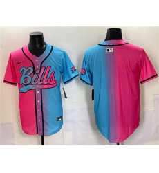 Men's Buffalo Bills Blank Pink Blue Limited Stitched Baseball Jersey