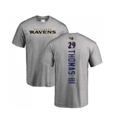 Football Baltimore Ravens #29 Earl Thomas III Ash Backer T-Shirt