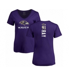 Football Women's Baltimore Ravens #91 Shane Ray Purple Backer T-Shirt