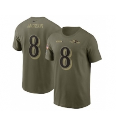 Men's Baltimore Ravens Lamar Jackson Football Camo 2021 Salute To Service Name & Number T-Shirt