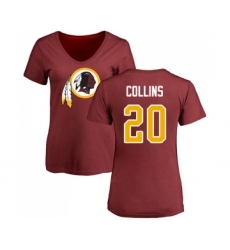 Football Women's Washington Redskins #20 Landon Collins Maroon Name & Number Logo T-Shirt
