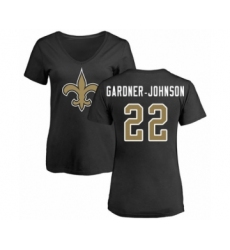 Football Women's New Orleans Saints #22 Chauncey Gardner-Johnson Black Name & Number Logo Slim Fit T-Shirt