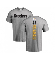 Football Pittsburgh Steelers #43 Troy Polamalu Ash Backer T-Shirt