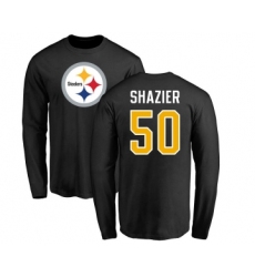Football Pittsburgh Steelers #50 Ryan Shazier Black Name & Number Logo Long Sleeve T-Shirt