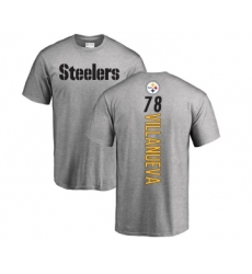 Football Pittsburgh Steelers #78 Alejandro Villanueva Ash Backer T-Shirt