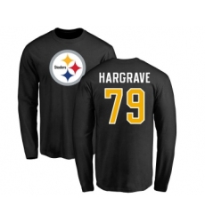 Football Pittsburgh Steelers #79 Javon Hargrave Black Name & Number Logo Long Sleeve T-Shirt