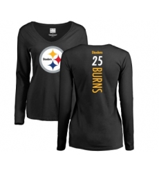 Football Women's Pittsburgh Steelers #25 Artie Burns Black Backer Slim Fit Long Sleeve T-Shirt