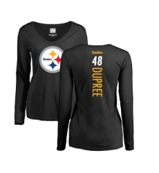 Football Women's Pittsburgh Steelers #48 Bud Dupree Black Backer Slim Fit Long Sleeve T-Shirt