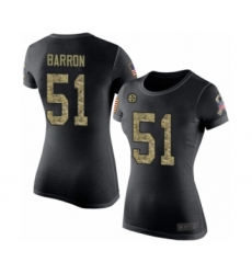 Women's Pittsburgh Steelers #51 Mark Barron Black Camo Salute to Service T-Shirt