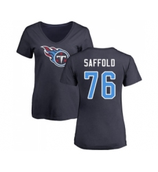 Football Women's Tennessee Titans #76 Rodger Saffold Navy Blue Name & Number Logo T-Shirt