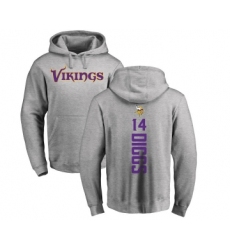 Football Minnesota Vikings #14 Stefon Diggs Ash Backer Pullover Hoodie