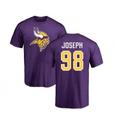 Football Minnesota Vikings #98 Linval Joseph Purple Name & Number Logo T-Shirt