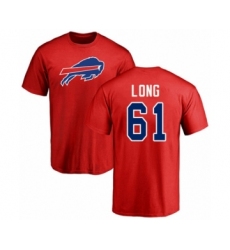 Football Buffalo Bills #61 Spencer Long Red Name & Number Logo T-Shirt
