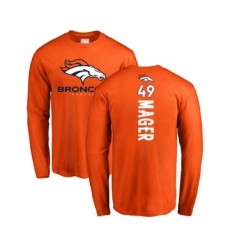 Football Denver Broncos #49 Craig Mager Orange Backer Long Sleeve T-Shirt