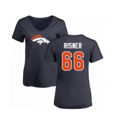 Football Women's Denver Broncos #66 Dalton Risner Navy Blue Name & Number Logo T-Shirt
