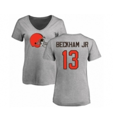 NFL Women's Nike Cleveland Browns #13 Odell Beckham Jr. Ash Name & Number Logo T-Shirt