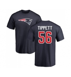 Football New England Patriots #56 Andre Tippett Navy Blue Name & Number Logo T-Shirt