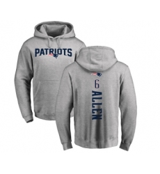 Football New England Patriots #6 Ryan Allen Ash Backer Pullover Hoodie