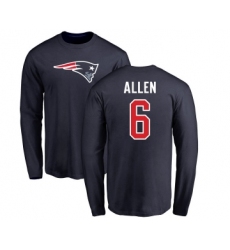 Football New England Patriots #6 Ryan Allen Navy Blue Backer T-Shirt